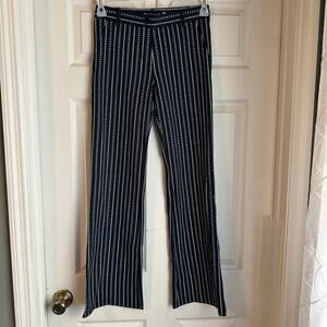 Betabrand Womens Sz S Blue Pinstripes Striped Flare Leg Yoga Stretchy Pants